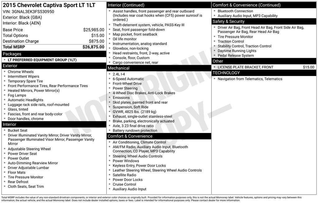 Used 2015 Chevrolet Captiva Sport LT FWD image 3