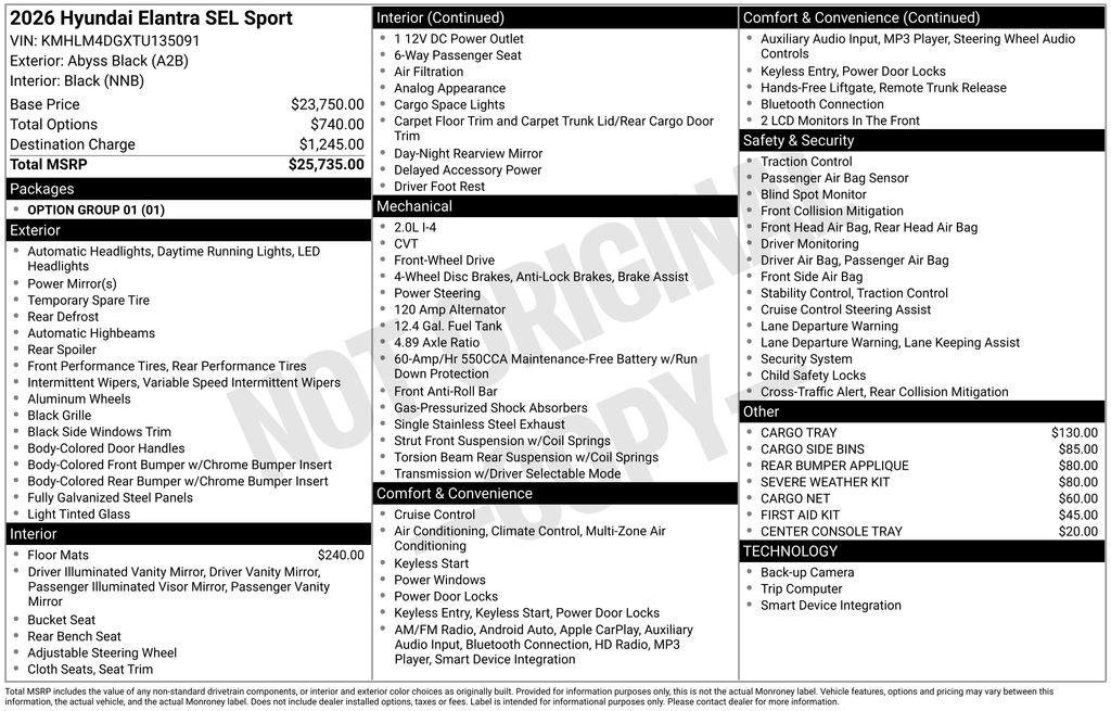 New 2026 Hyundai Elantra Sport FWD image 24