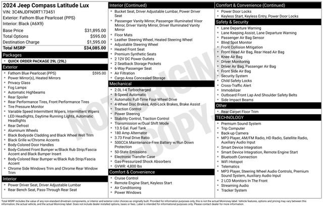 Used 2024 Jeep Compass Latitude AWD/4WD image 64