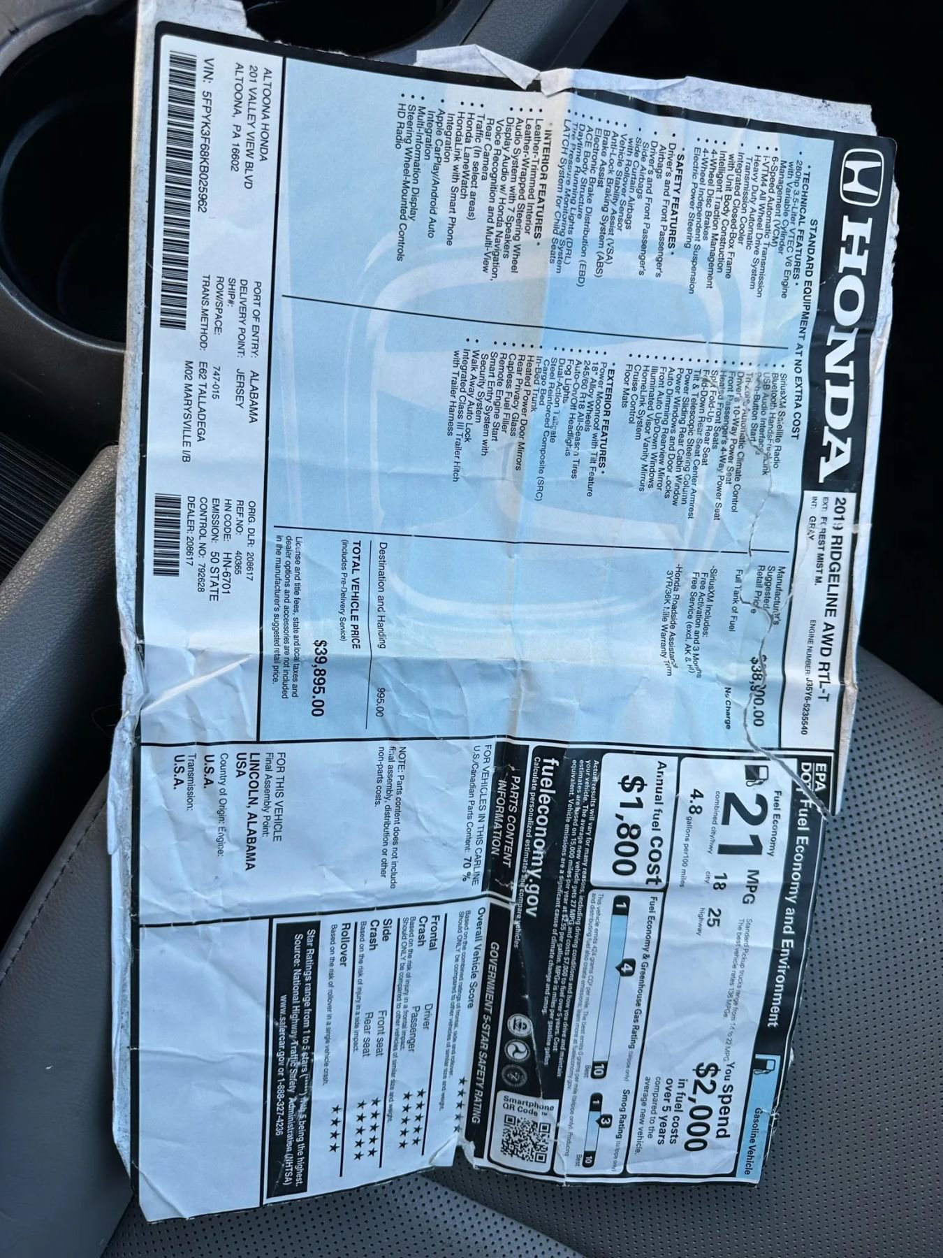 Used 2019 Honda Ridgeline RTL-T image 27