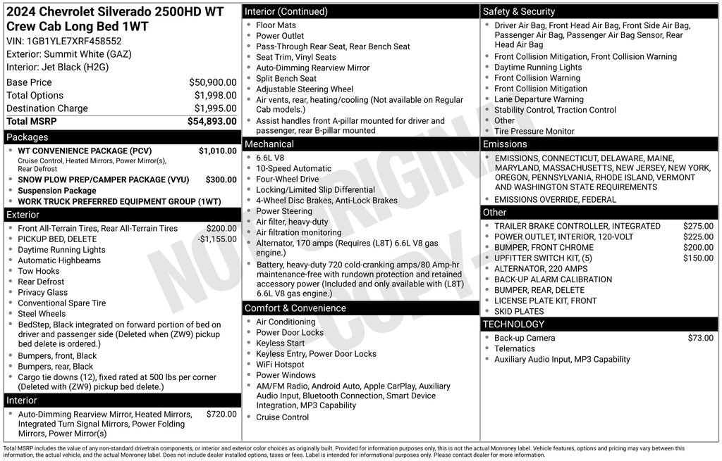 New 2024 Chevrolet Silverado 2500 W/T w/ WT Convenience Package image 4