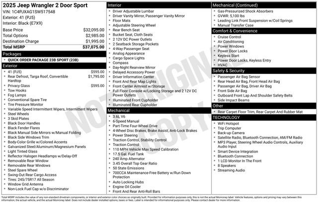 Used 2025 Jeep Wrangler Sport AWD/4WD image 6