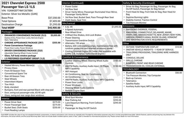 Used 2021 Chevrolet Express 2500 LS w/ Enhanced Convenience Package image 6