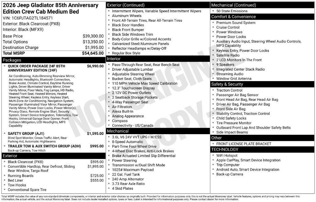 New 2026 Jeep Gladiator Sport AWD/4WD image 3