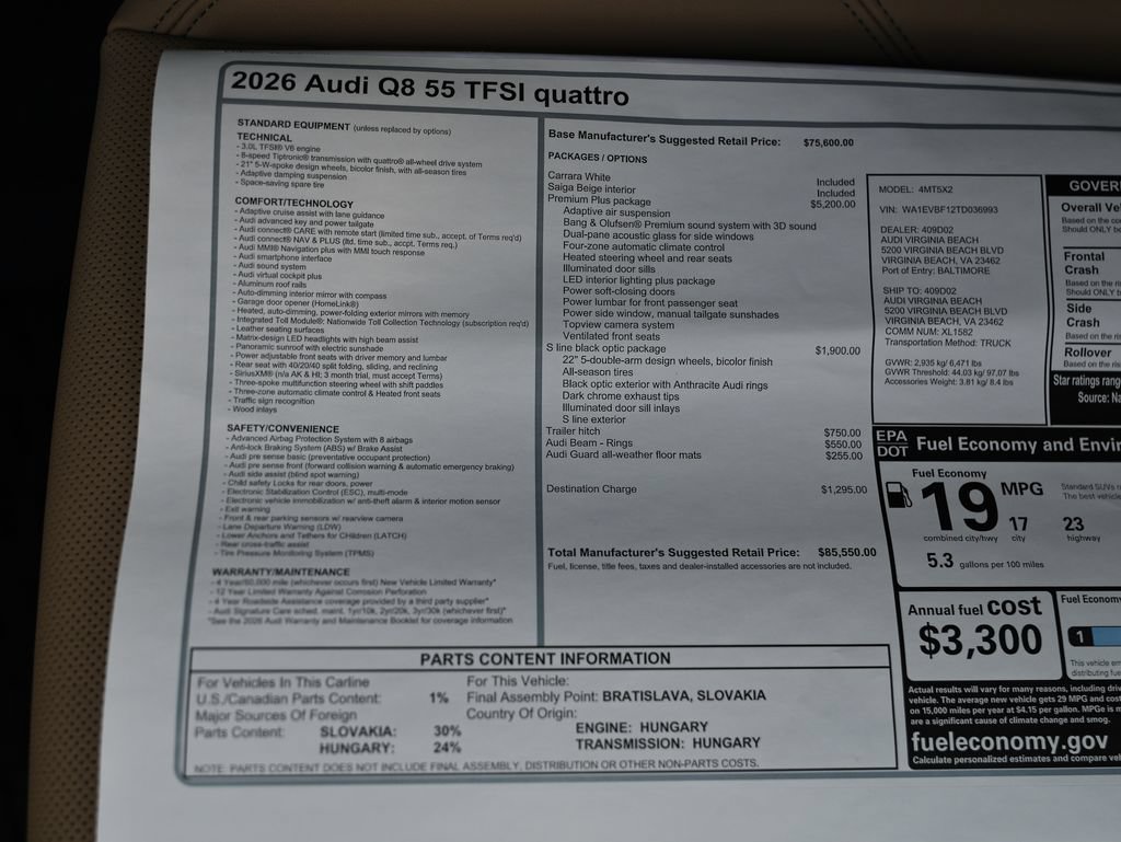 New 2026 Audi Q8 Premium Plus AWD/4WD image 25