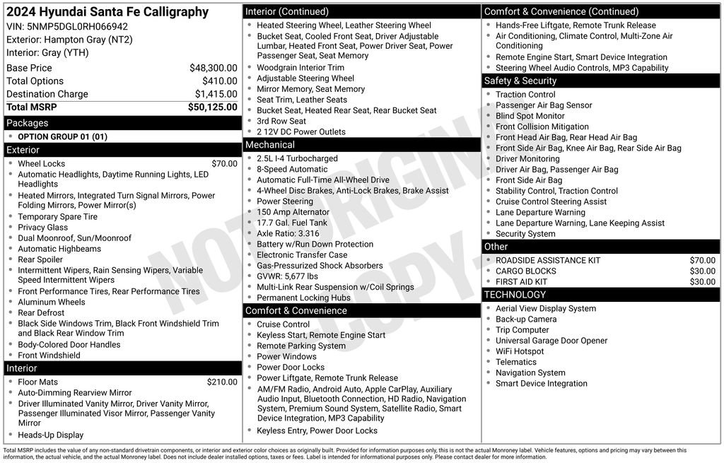 Certified 2024 Hyundai Santa Fe Calligraphy AWD/4WD image 28