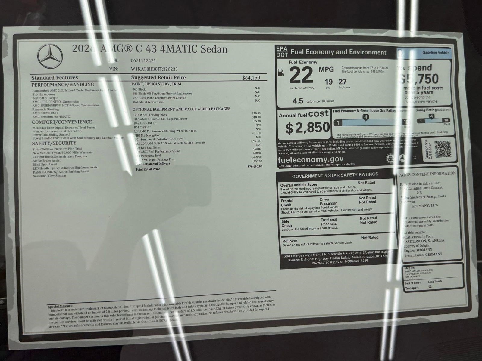 New 2026 Mercedes-Benz C 43 AMG 4MATIC Sedan image 33