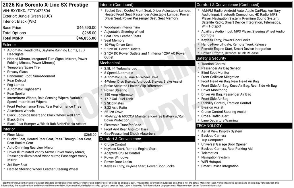 New 2026 Kia Sorento SX Prestige image 2