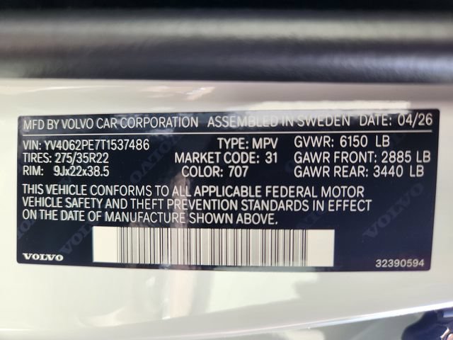 New 2026 Volvo XC90 B6 Plus w/ Protection Package Premier AWD/4WD image 24