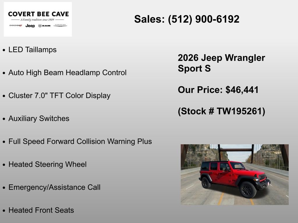 New 2026 Jeep Wrangler Unlimited Sport AWD/4WD image 36