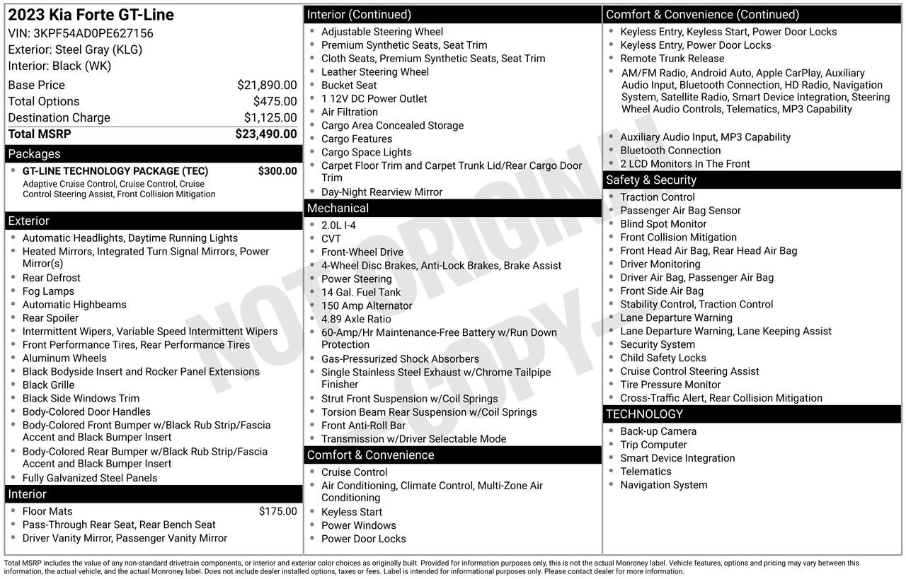 Used 2023 Kia Forte GT-Line w/ GT-Line Technology Package image 33