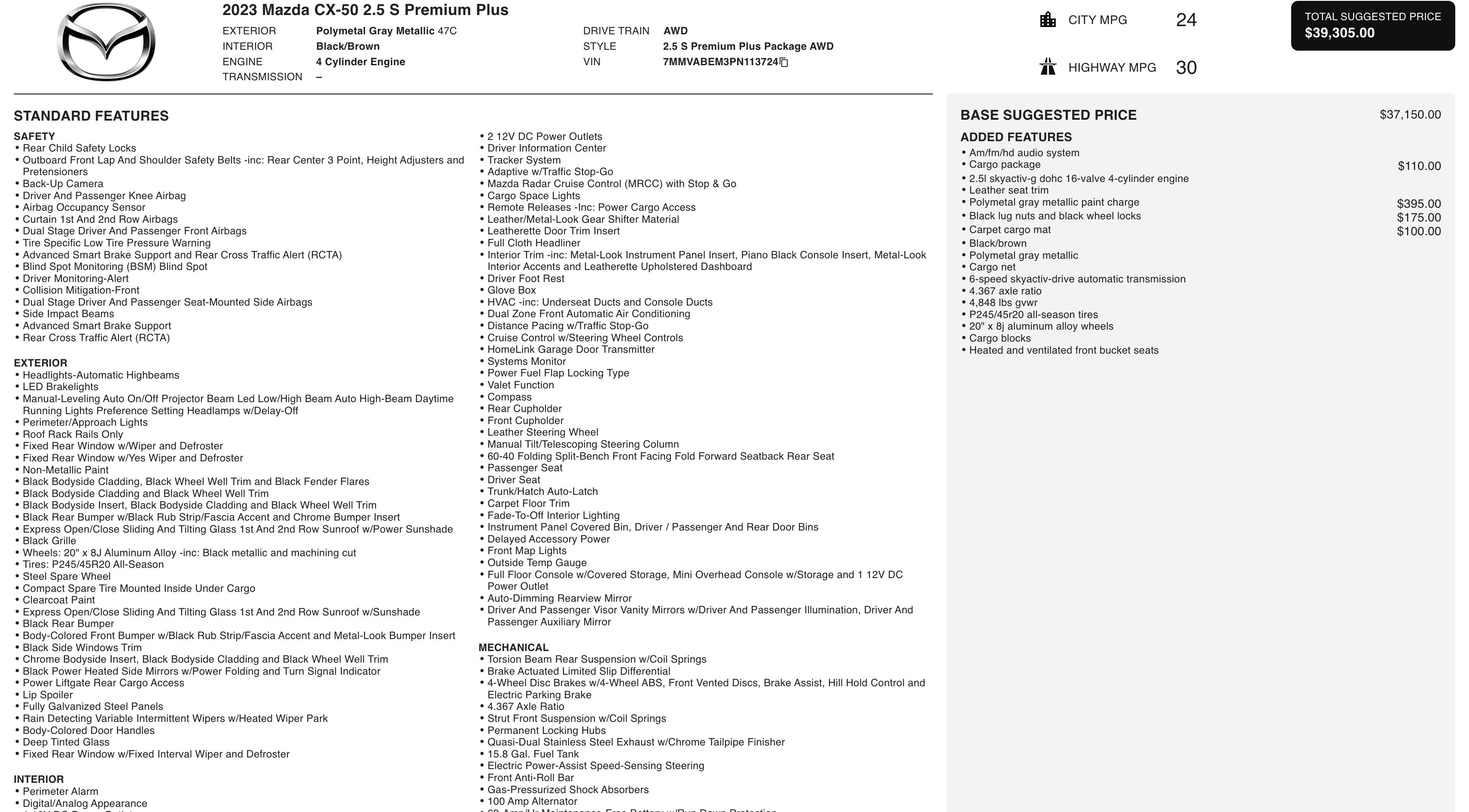 Used 2023 MAZDA CX-50 AWD 2.5 S w/ Cargo Package image 3