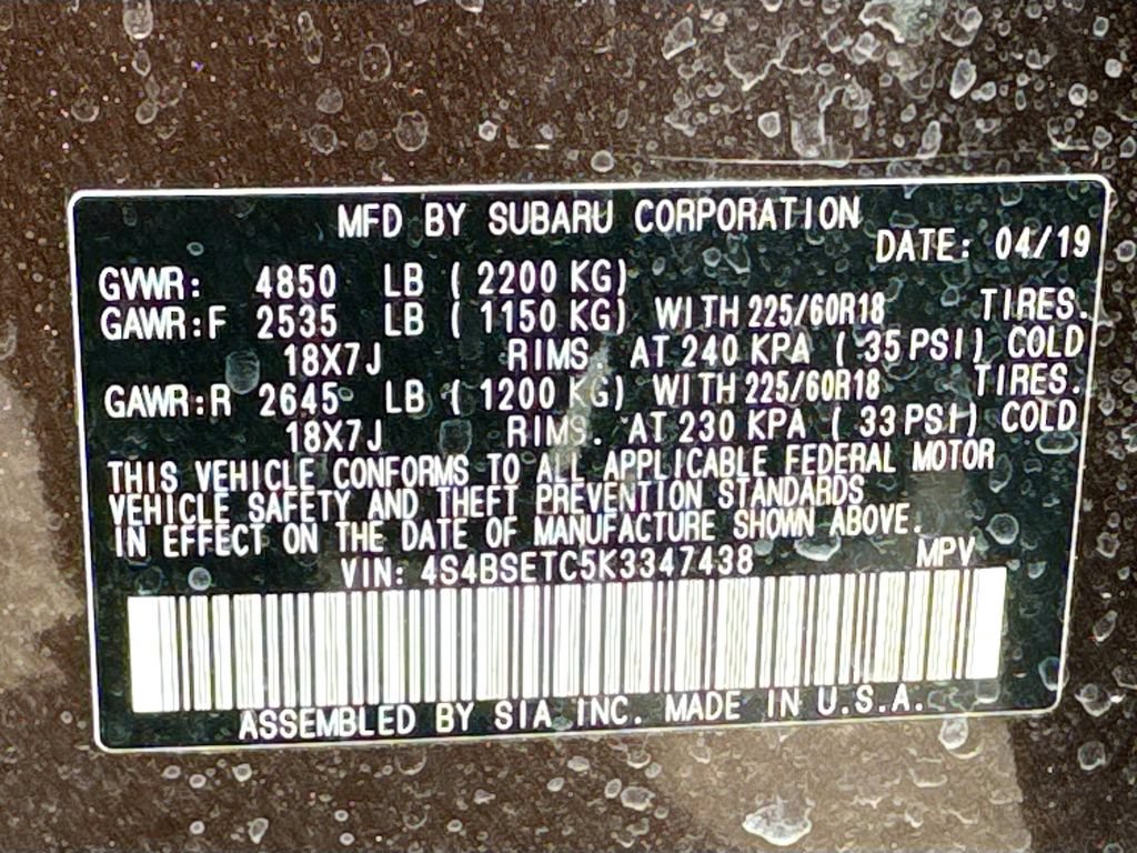 Used 2019 Subaru Outback 3.6R Touring w/ Popular Package #3A AWD/4WD image 42