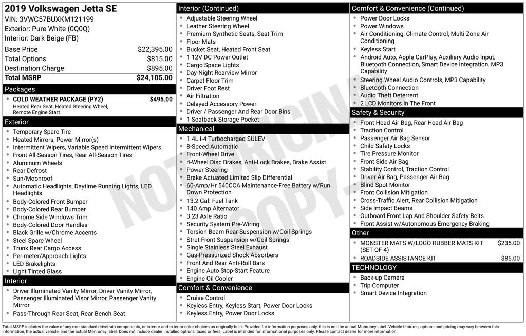 Used 2019 Volkswagen Jetta SE w/ Cold Weather Package image 15