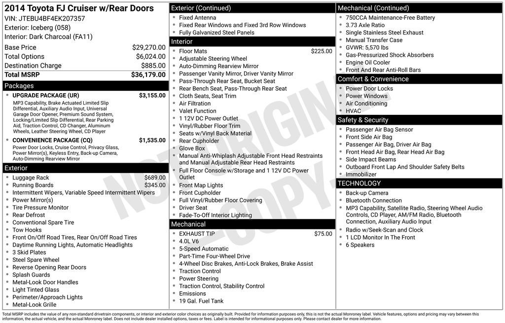 Used 2014 Toyota FJ Cruiser 4WD w/ Upgrade Package image 2