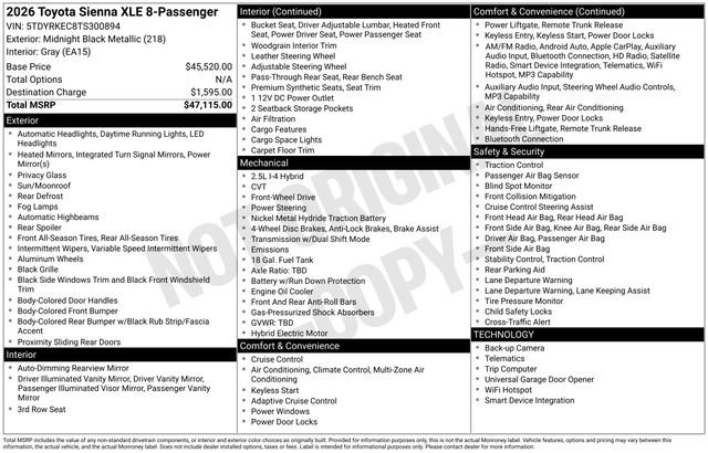 Used 2026 Toyota Sienna XLE FWD image 4