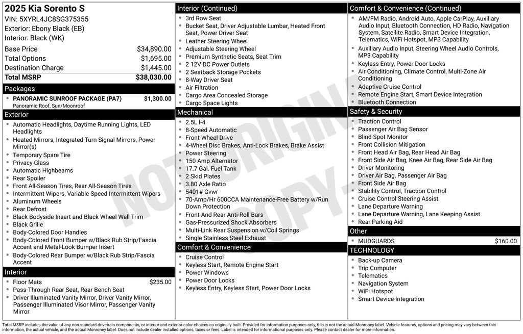 New 2025 Kia Sorento S w/ Panoramic Sunroof Package image 4