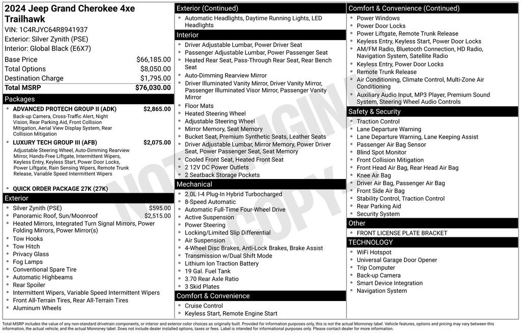 Used 2024 Jeep Grand Cherokee Trailhawk w/ Advanced Protech Group II image 53