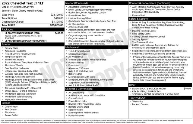 Certified 2022 Chevrolet Trax LT w/ LT Convenience Package AWD/4WD image 4