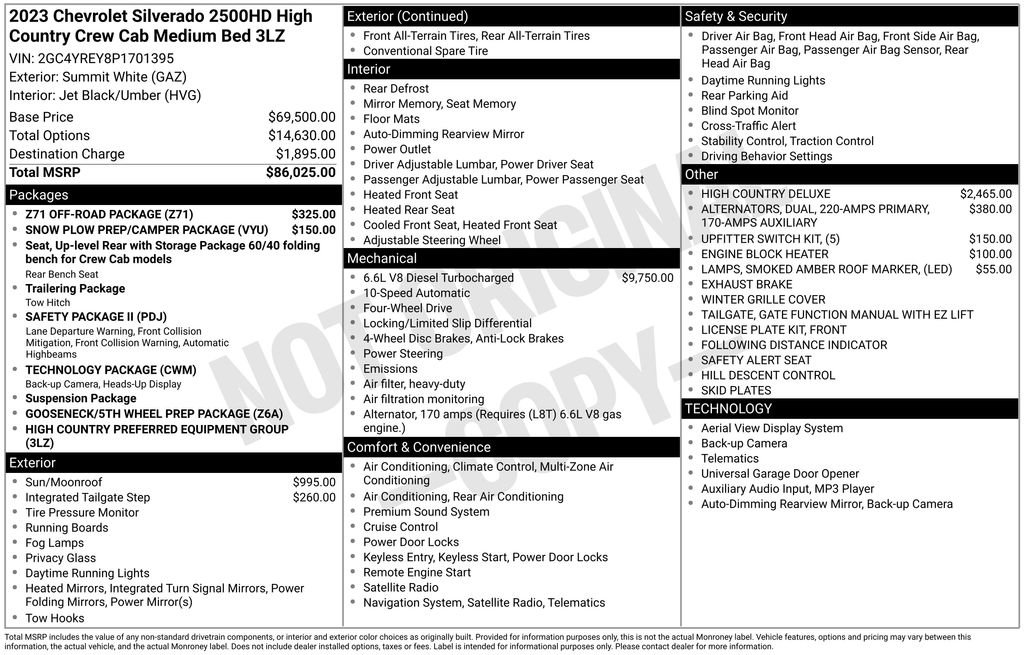 Used 2023 Chevrolet Silverado 2500 High Country w/ Z71 Off-Road Package AWD/4WD image 9