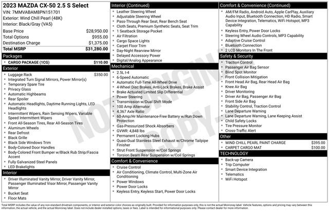 Certified 2023 MAZDA CX-50 AWD 2.5 S w/ Cargo Package image 6