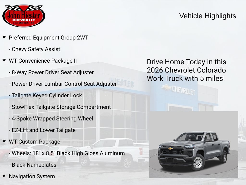 New 2026 Chevrolet Colorado W/T w/ WT Custom Package RWD image 2