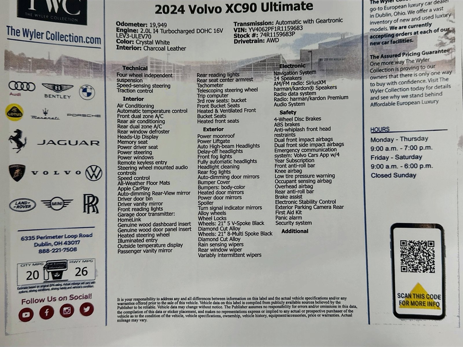 Certified 2024 Volvo XC90 B6 Ultimate w/ Protection Package Premier AWD/4WD image 47