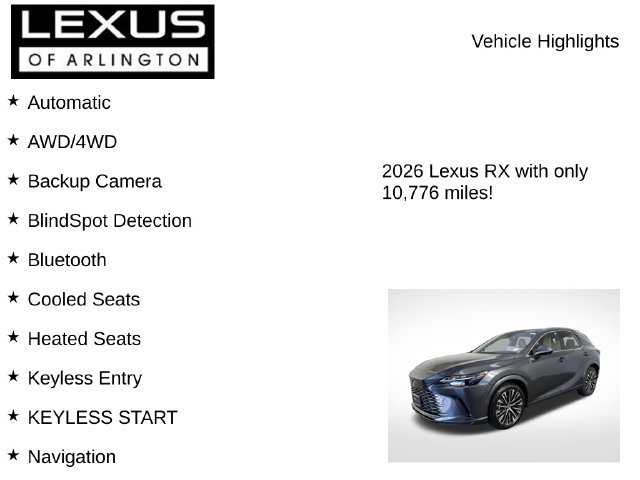 Certified 2026 Lexus RX 350 w/ Convenience Package AWD/4WD image 8