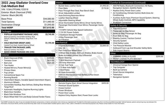 Used 2022 Jeep Gladiator Overland w/ Popular Equipment Package AWD/4WD image 33