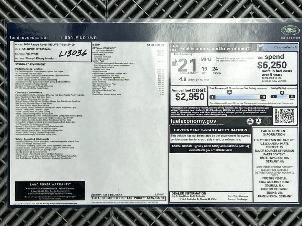 New 2026 Land Rover Range Rover Long Wheelbase SE image 9