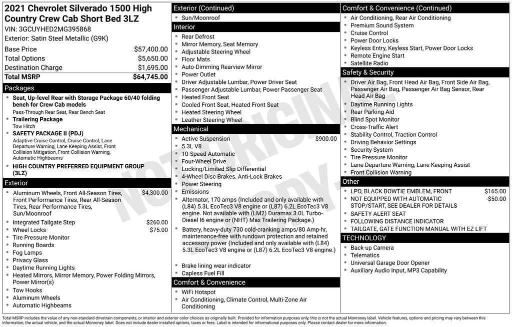 Used 2021 Chevrolet Silverado 1500 High Country image 11