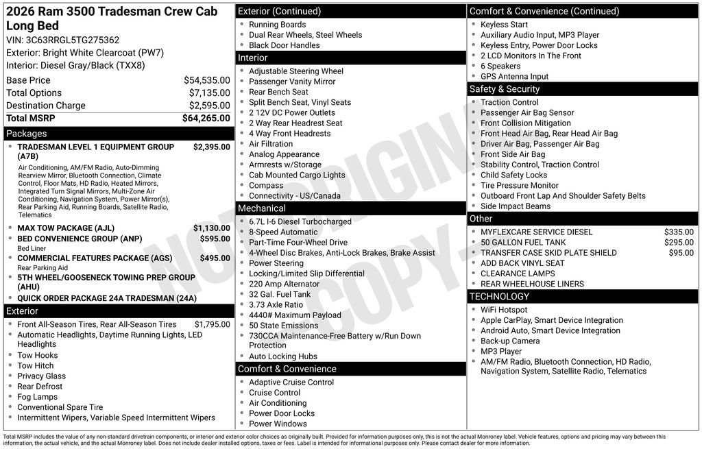 New 2026 RAM 3500 Tradesman AWD/4WD image 7