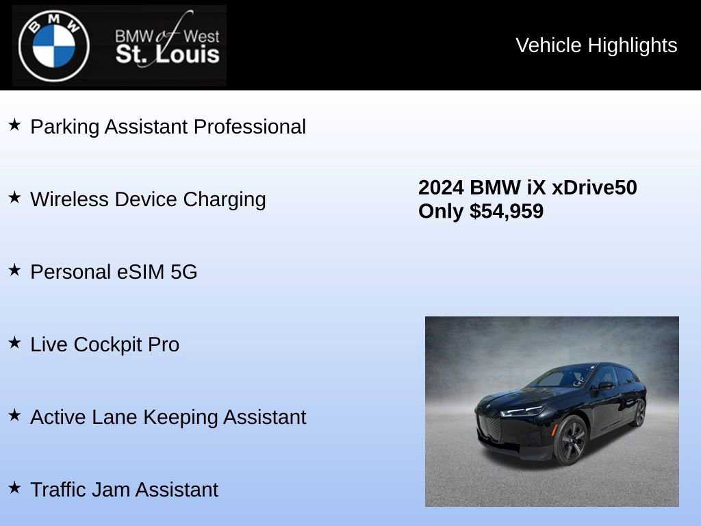 Used 2024 BMW iX xDrive50 w/ Premium Package AWD/4WD image 24