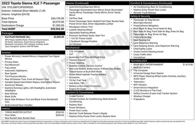 Used 2023 Toyota Sienna XLE w/ XLE Plus Package AWD/4WD image 10
