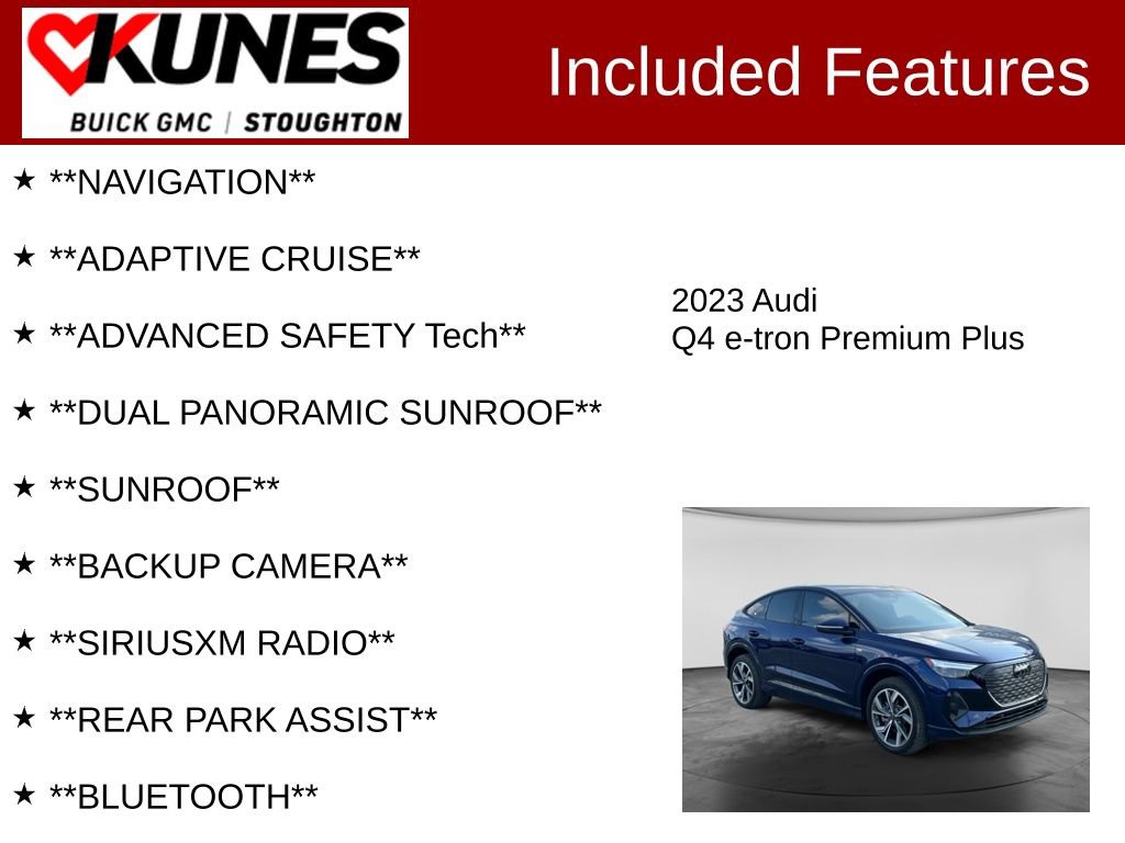 Used 2023 Audi Q4 e-tron Premium Plus w/ Premium Plus AWD/4WD image 2