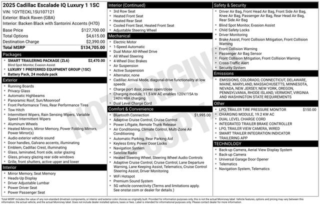 New 2025 Cadillac Escalade IQ Luxury 1 w/ Smart Trailering package image 9