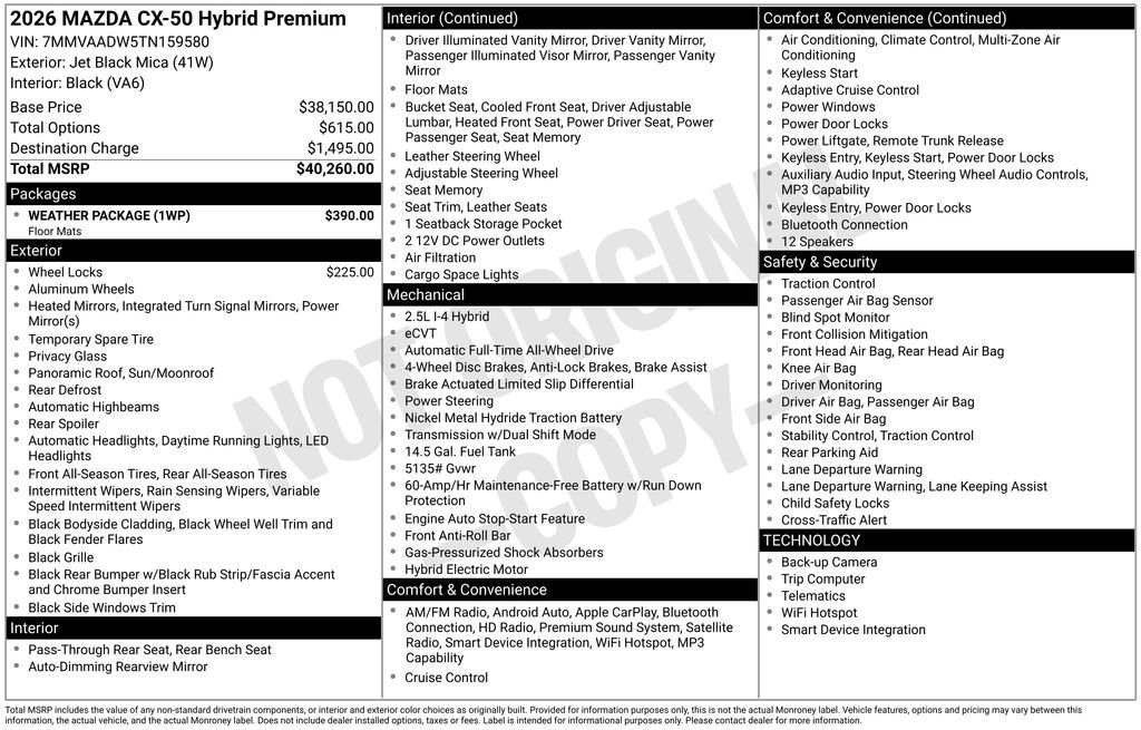 New 2026 MAZDA CX-50 AWD 2.5 Hybrid w/ Weather Package image 7