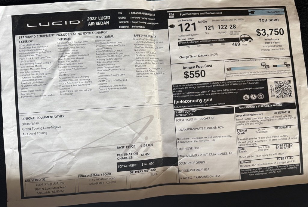 Used 2022 Lucid Air Grand Touring image 32