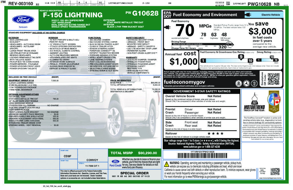 Used 2023 Ford F150 Lightning Lariat w/ Equipment Group 511A High AWD/4WD image 31