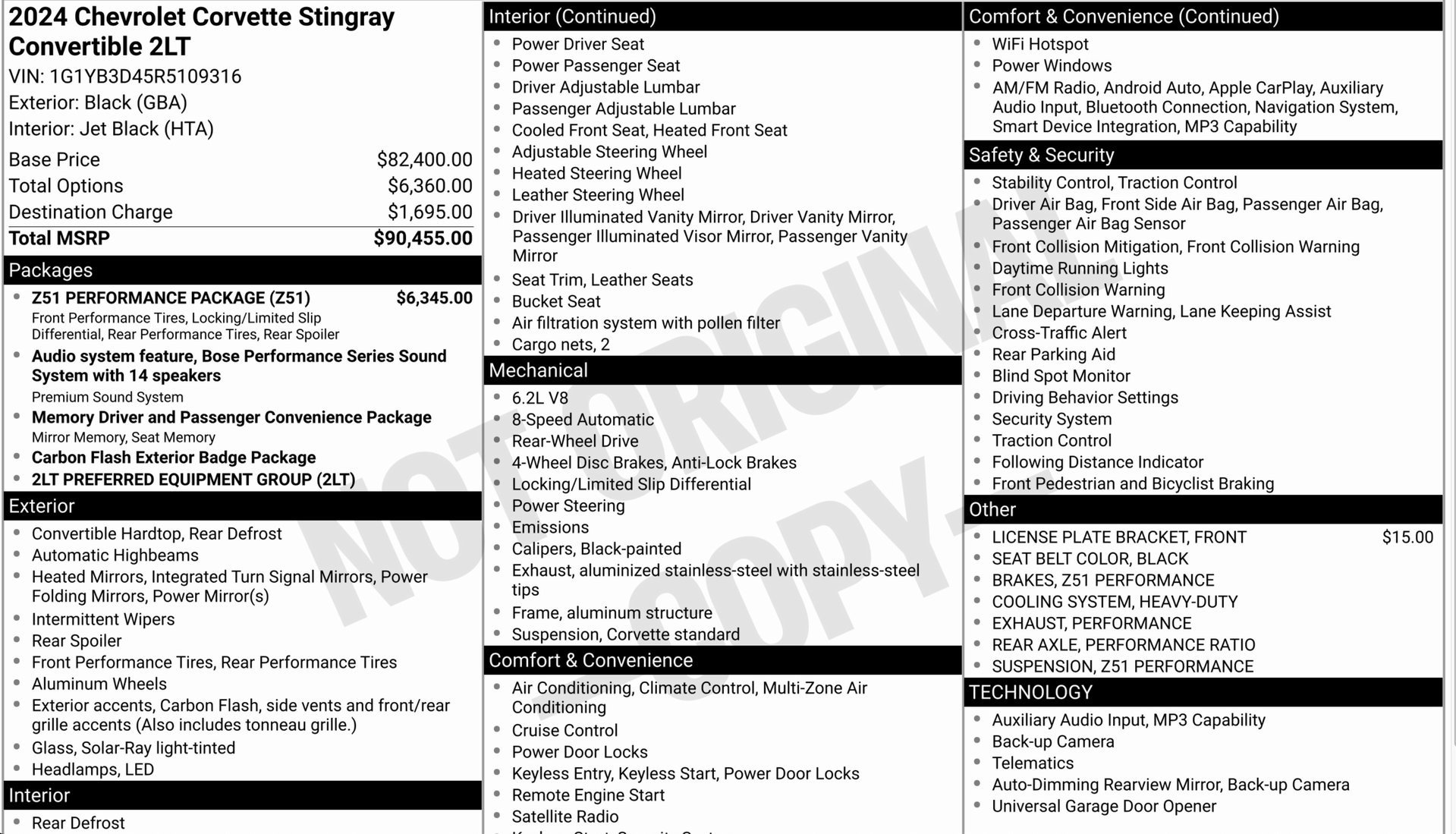 Used 2024 Chevrolet Corvette Stingray Preferred Conv w/ Z51 Performance Package image 15