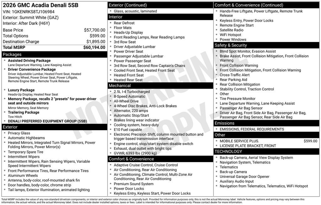 New 2026 GMC Acadia Denali image 6