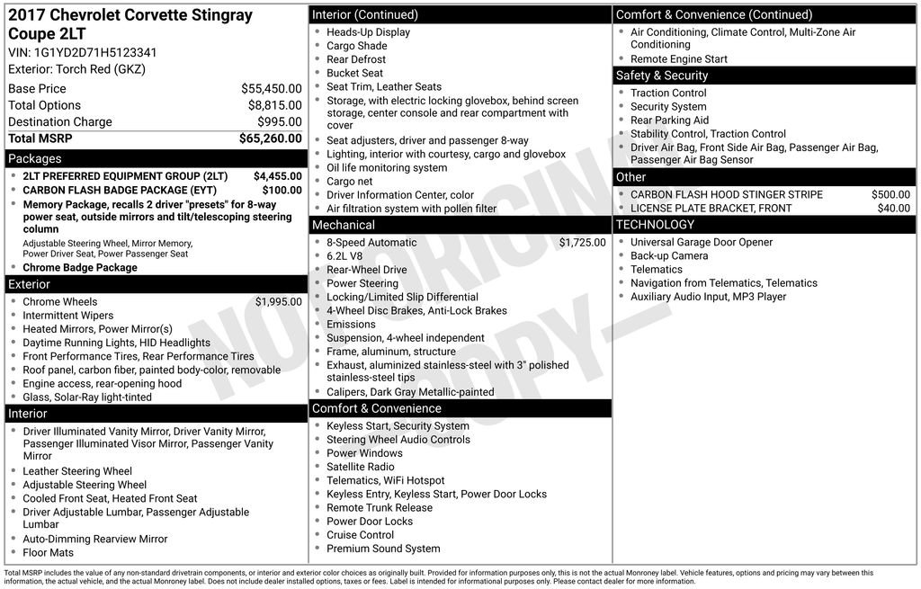 Used 2017 Chevrolet Corvette Stingray Coupe w/ 2LT Preferred Equipment Group image 3