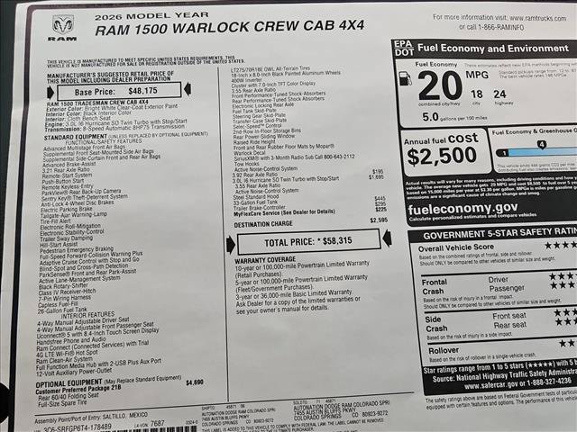 New 2026 RAM 1500 Classic Warlock AWD/4WD image 18