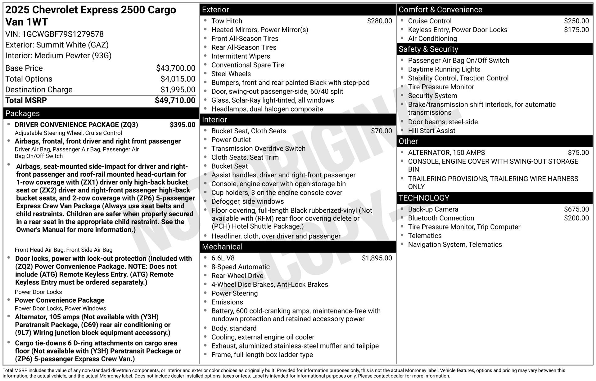 New 2025 Chevrolet Express 2500 Extended w/ Driver Convenience Package image 3
