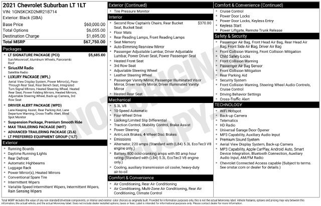 Used 2021 Chevrolet Suburban LT w/ LT Signature Package AWD/4WD image 4