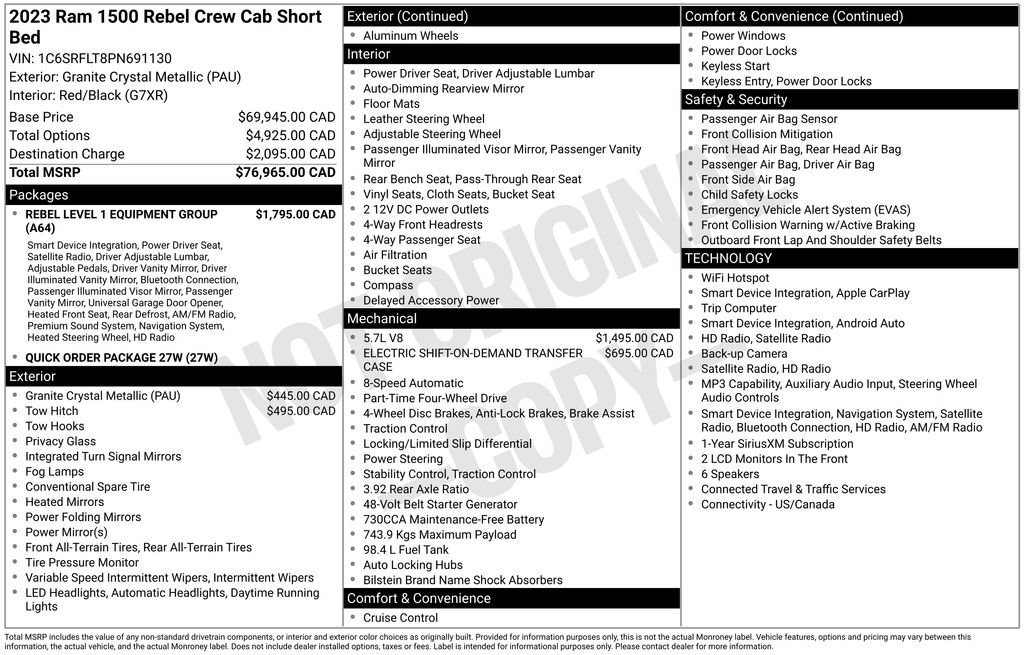 Used 2023 RAM 1500 Rebel w/ Rebel Level 1 Equipment Group AWD/4WD image 58