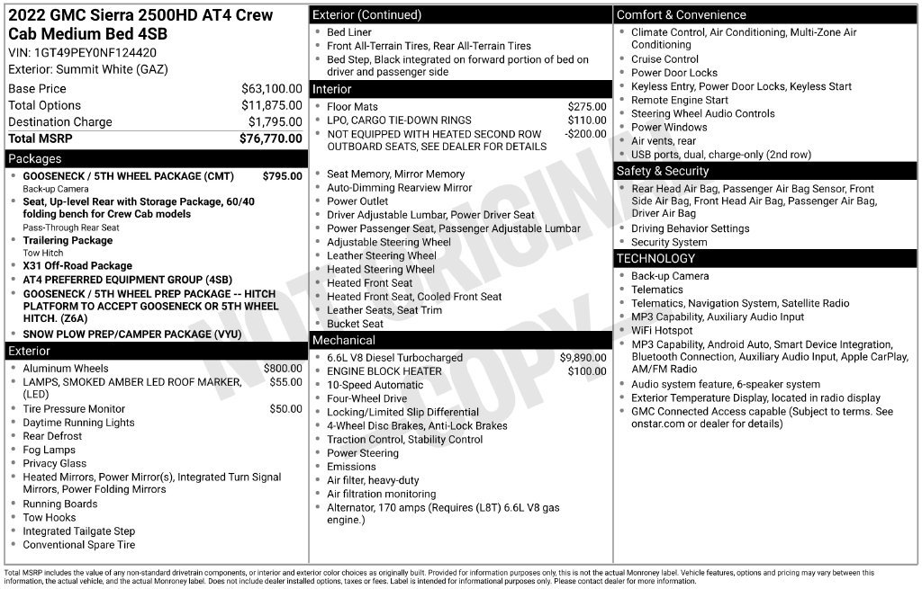 Certified 2022 GMC Sierra 2500 AT4 w/ Gooseneck/5TH Wheel Package AWD/4WD image 14