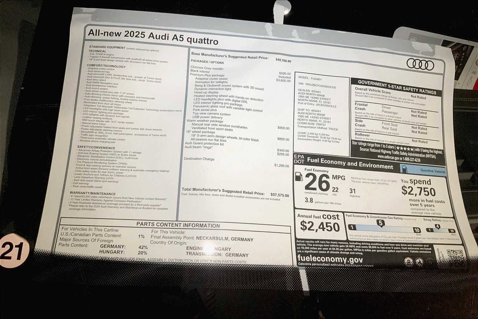 New 2025 Audi A5 2.0T Premium Plus image 18