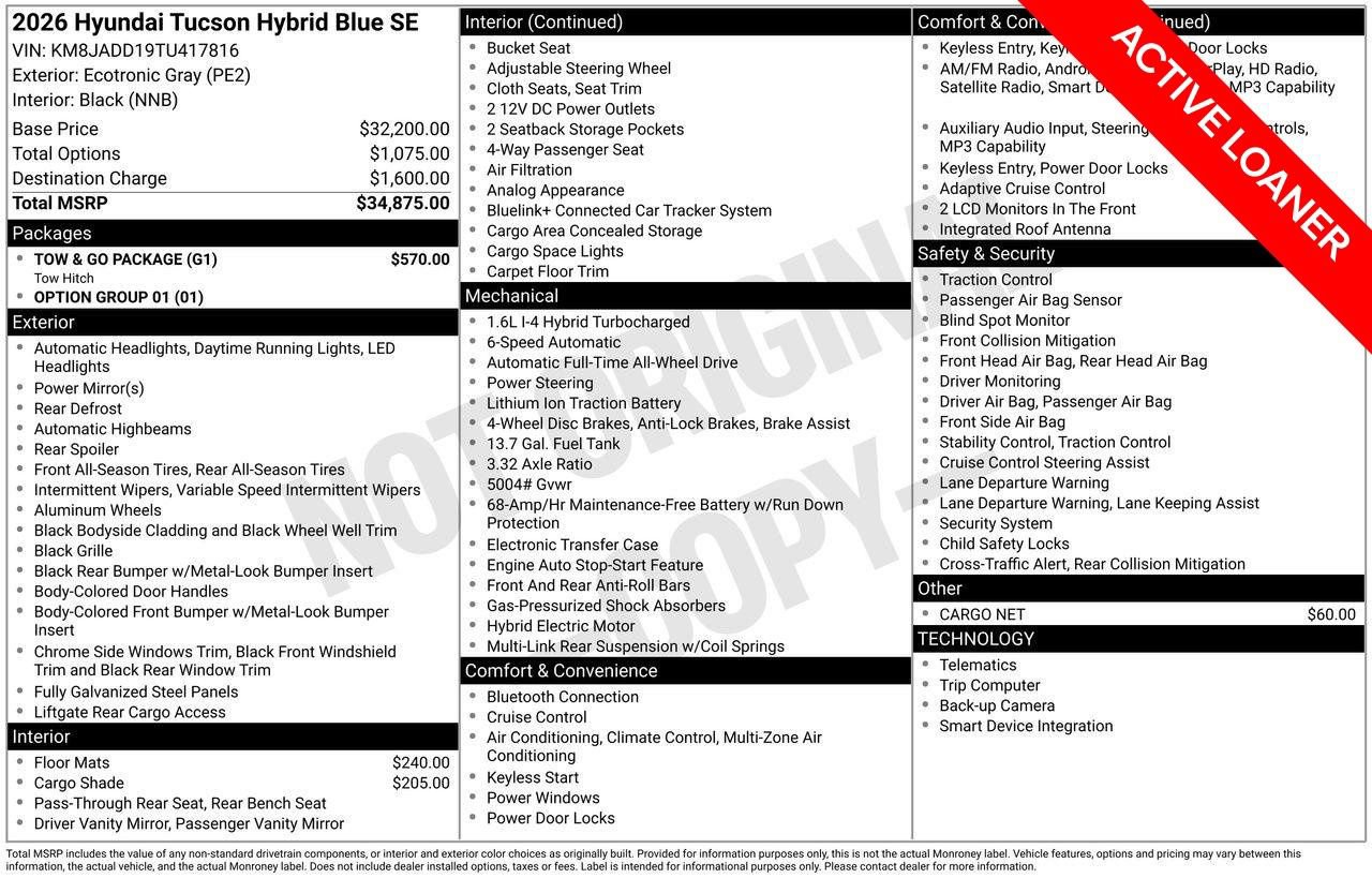 New 2026 Hyundai Tucson Blue SE w/ Tow & Go Package AWD/4WD image 2