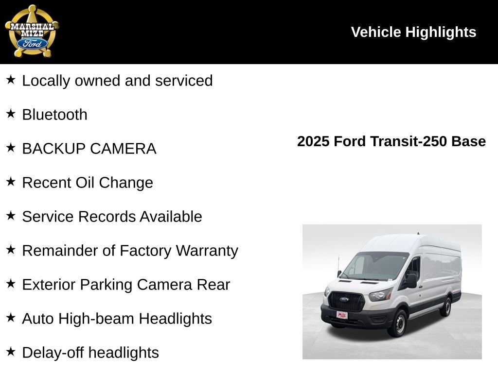 Used 2025 Ford Transit 250 148 High Roof Extended w/ Load Area Protection Package RWD image 2